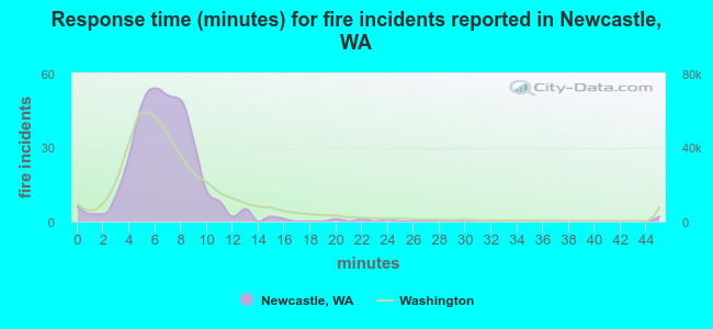 Response time (minutes) for fire incidents reported in Newcastle, WA