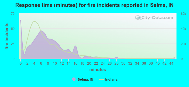 Response time (minutes) for fire incidents reported in Selma, IN