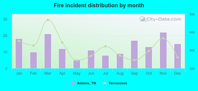 Fire incident distribution by month