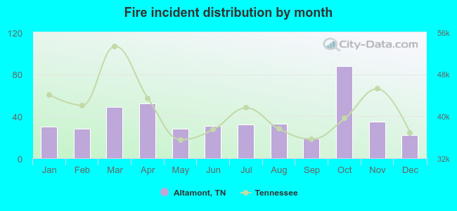 Fire incident distribution by month