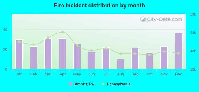 Fire incident distribution by month