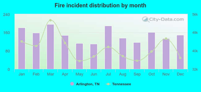 Fire incident distribution by month