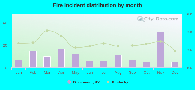 Fire incident distribution by month