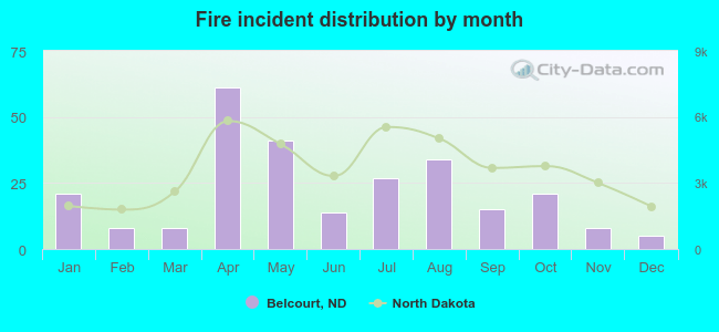 Fire incident distribution by month