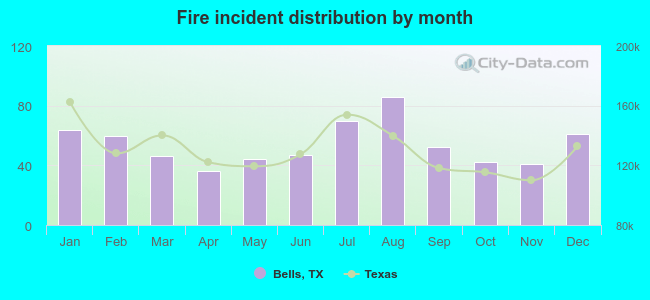 Fire incident distribution by month