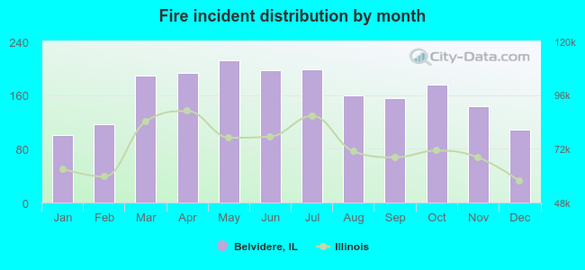 Fire incident distribution by month