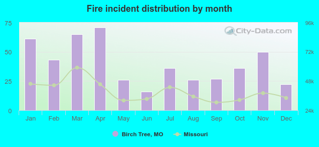 Fire incident distribution by month