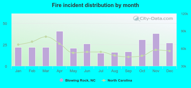 Fire incident distribution by month