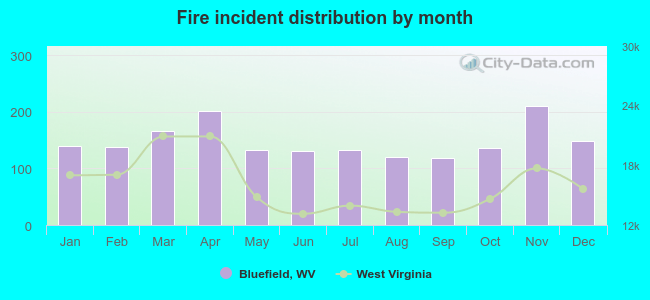 Fire incident distribution by month