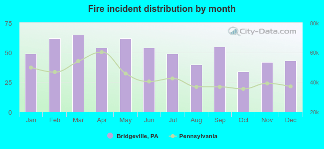 Fire incident distribution by month