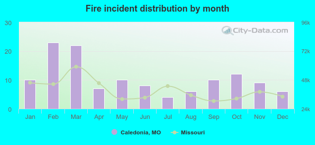 Fire incident distribution by month