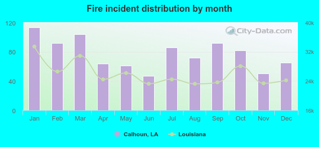 Fire incident distribution by month