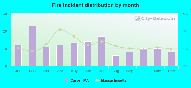 Fire incident distribution by month