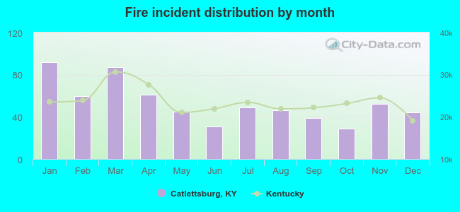 Fire incident distribution by month