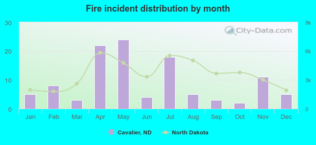 Fire incident distribution by month