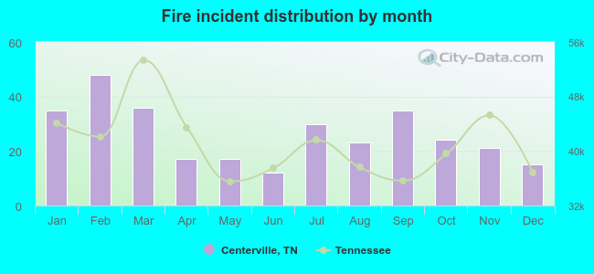 Fire incident distribution by month