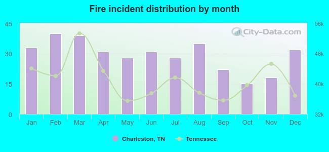 Fire incident distribution by month