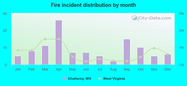 Fire incident distribution by month