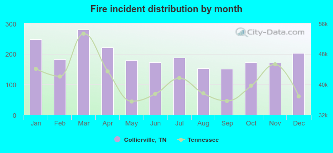 Fire incident distribution by month