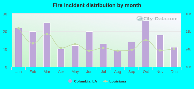 Fire incident distribution by month