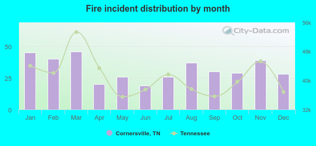 Fire incident distribution by month