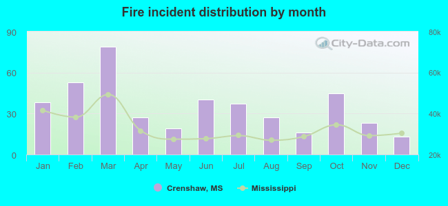 Fire incident distribution by month