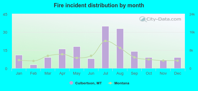 Fire incident distribution by month