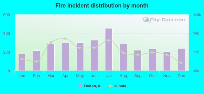 Fire incident distribution by month