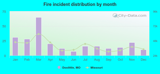 Fire incident distribution by month