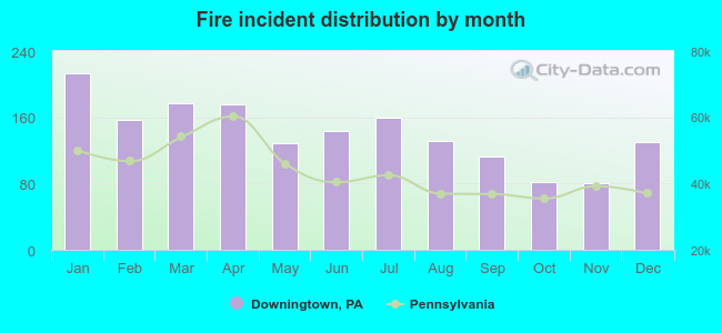 Fire incident distribution by month