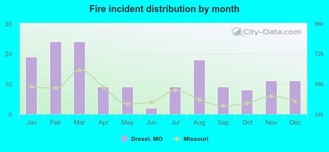 Fire incident distribution by month