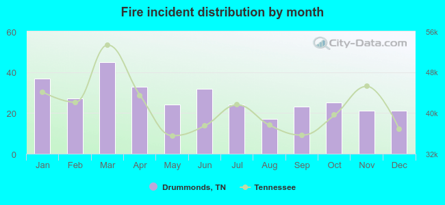 Fire incident distribution by month