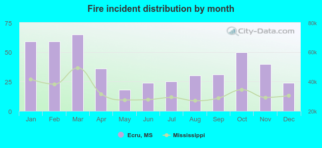 Fire incident distribution by month