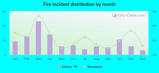 Fire incident distribution by month