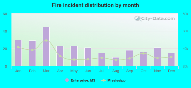 Fire incident distribution by month