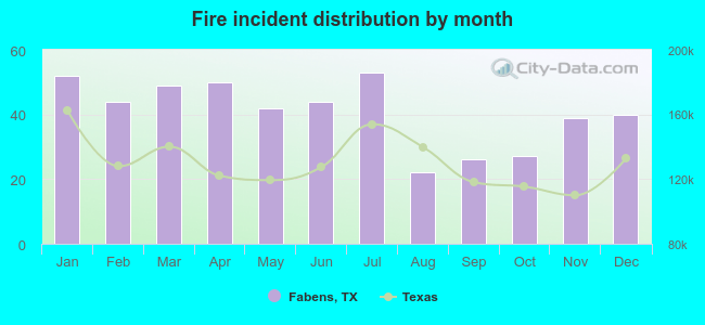 Fire incident distribution by month