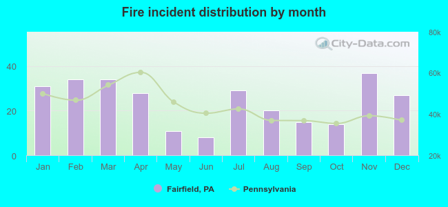 Fire incident distribution by month