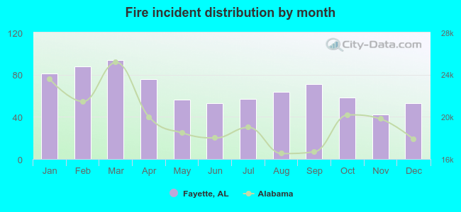 Fire incident distribution by month