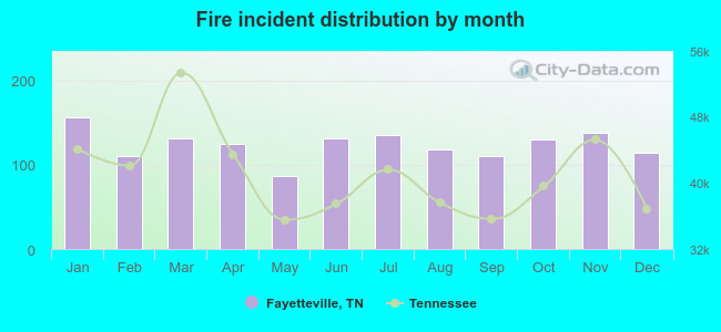 Fire incident distribution by month