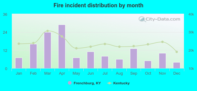 Fire incident distribution by month