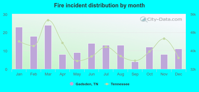 Fire incident distribution by month