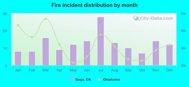 Fire incident distribution by month