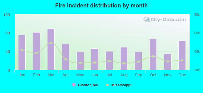 Fire incident distribution by month