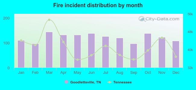 Fire incident distribution by month