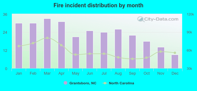 Fire incident distribution by month