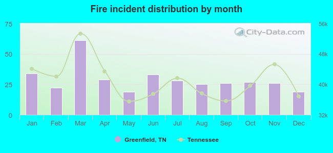 Fire incident distribution by month