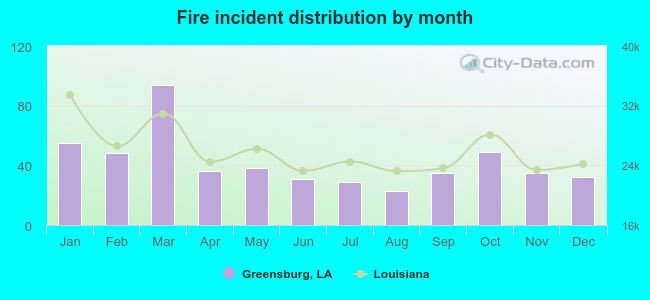 Fire incident distribution by month