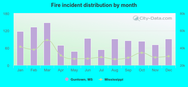 Fire incident distribution by month