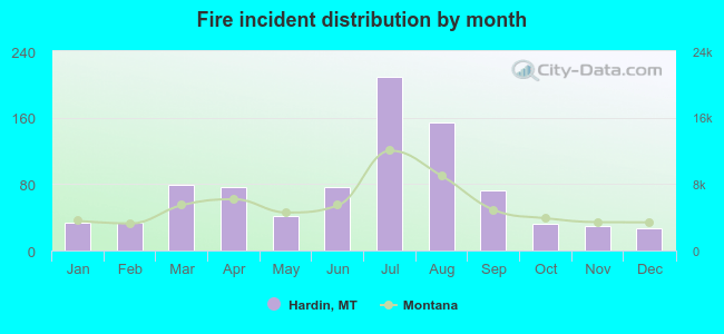 Fire incident distribution by month