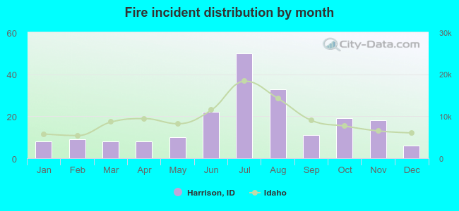 Fire incident distribution by month